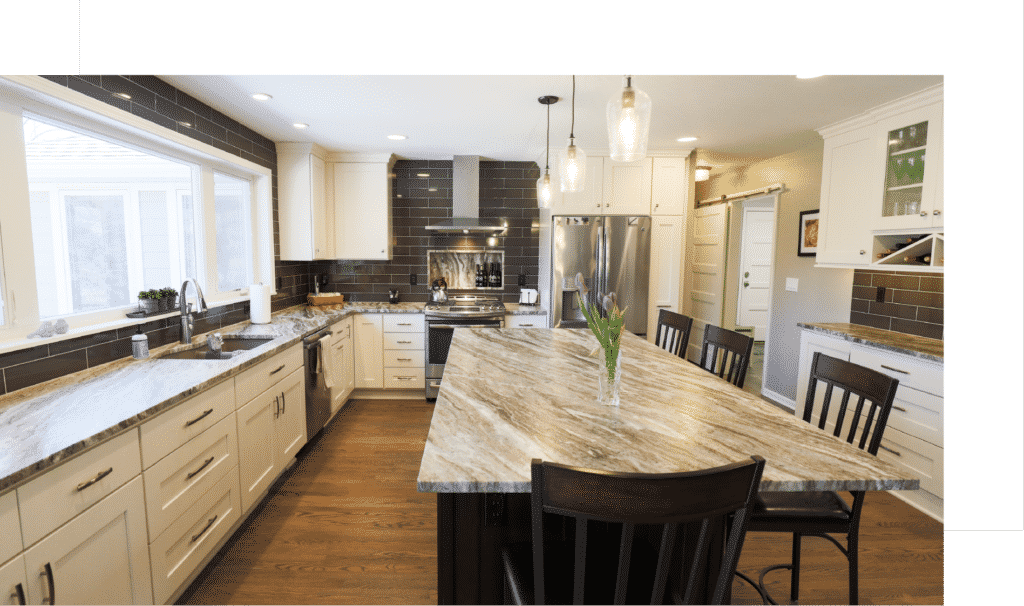 white color dominant kitchen with various finished furnishings, project showcase from cowdin designs!